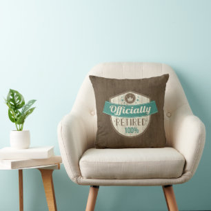 Officially Retired, 100 Percent Vintage Retirement Throw Pillow