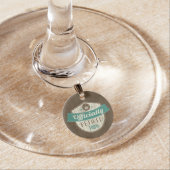 Officially Retired, 100 Percent Vintage Retirement Wine Glass Charm (In Situ)