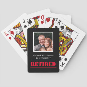 Officially retired, custom name gift black and red poker cards