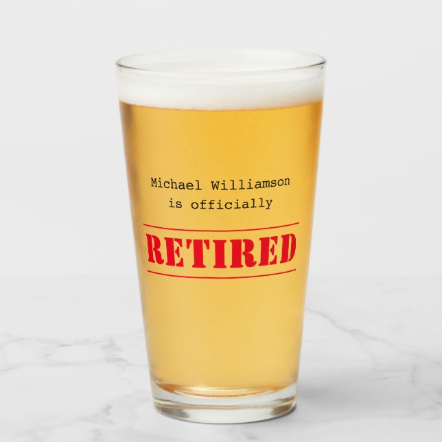 Officially retired, custom name gift red glass (Front Filled)