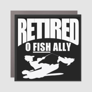 Officially retired fisherman napkins car magnet