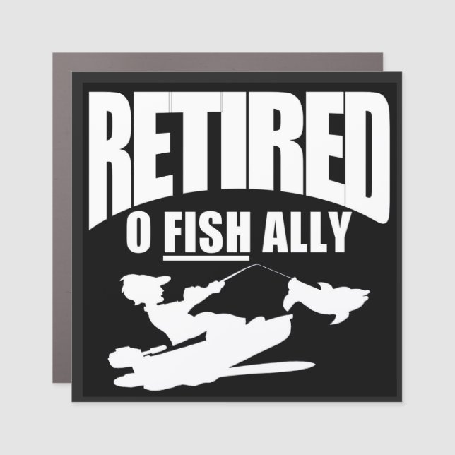Officially retired fisherman napkins car magnet (Front)