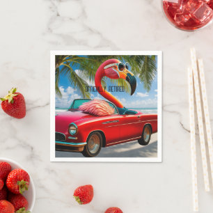 Officially Retired Flamingo & Convertible on Beach Napkins