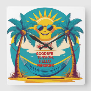 Officially Retired Funny Retirement Shirt Square Wall Clock
