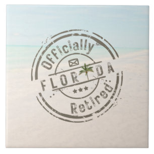 Officially Retired in Florida Tropical Beach Ocean Ceramic Tile