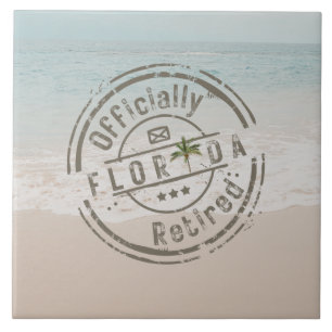 Officially Retired in Florida Tropical Beach Ocean Ceramic Tile