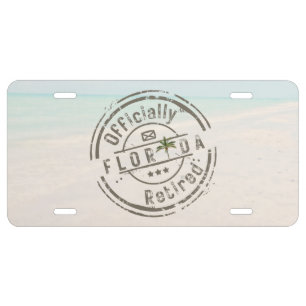 Officially Retired in Florida Tropical Beach Ocean License Plate
