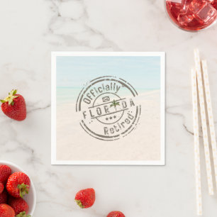 Officially Retired in Florida Tropical Beach Ocean Napkins