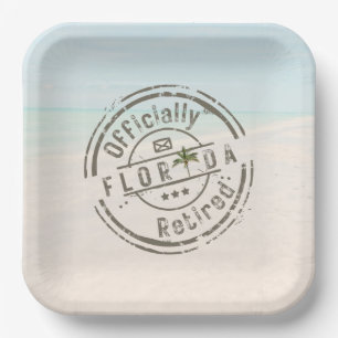 Officially Retired in Florida Tropical Beach Ocean Paper Plates