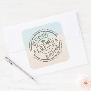 Officially Retired in Florida Tropical Beach Ocean Square Sticker