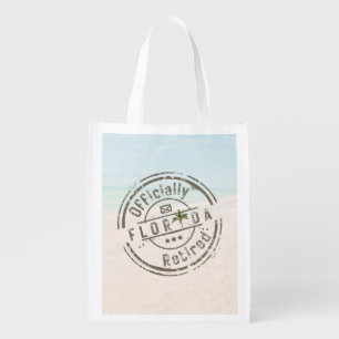 Officially Retired in Florida Tropical Ocean Beach Grocery Bag