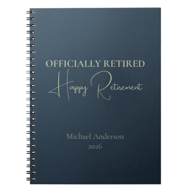 Officially Retired Retirement Gift Notebook (Front)