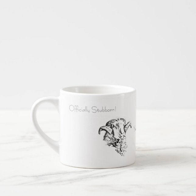 Officially Stubborn Ram Sheep Head Coffee Mug Cup (Left)