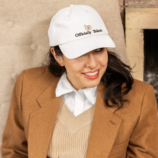 Officially Taken & Wedding Rings, Bride,Modern  Embroidered Baseball Cap (Creator Uploaded)