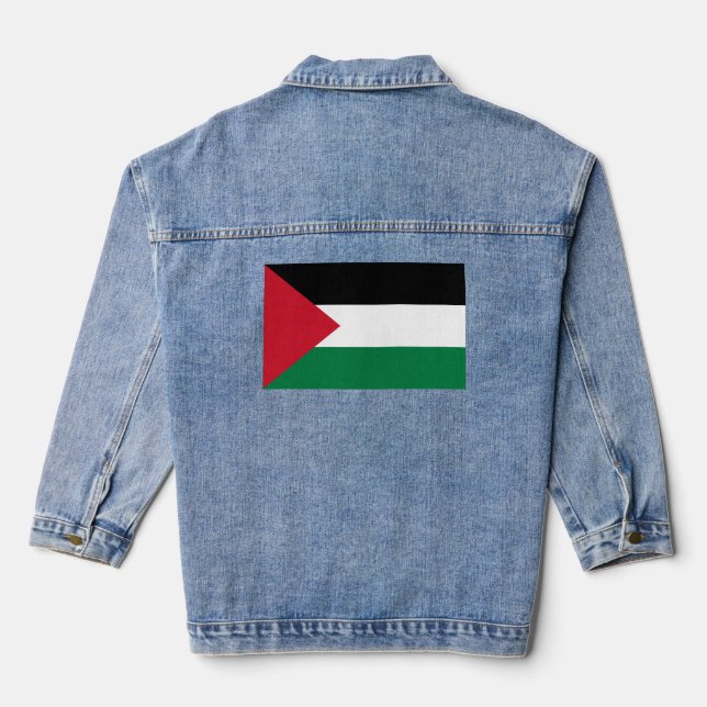 officially the State of Palestine country flag Denim Jacket (Back)