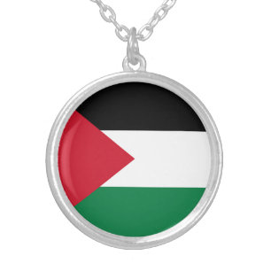 officially the State of Palestine country flag Silver Plated Necklace