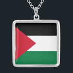 officially the State of Palestine country flag  Silver Plated Necklace<br><div class="desc">Flag of Palestine, officially the State of Palestine country flag graghic Style shirt - A simple basic flag graghic design. For Palestinians, Palestine lovers Pro-Palestinian, or, everyone who supports freedom and justice and fights injustice.Great gift idea or vacation souvenir keepsake. town, city & state. You will love and look great...</div>