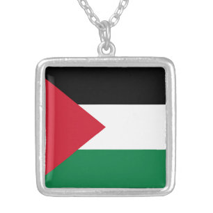 officially the State of Palestine country flag  Silver Plated Necklace
