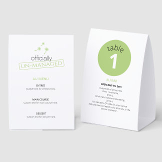 officially un-managed paper table tent