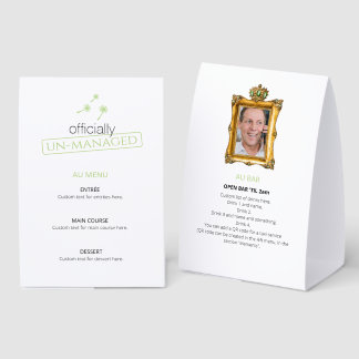officially un-managed paper table tent
