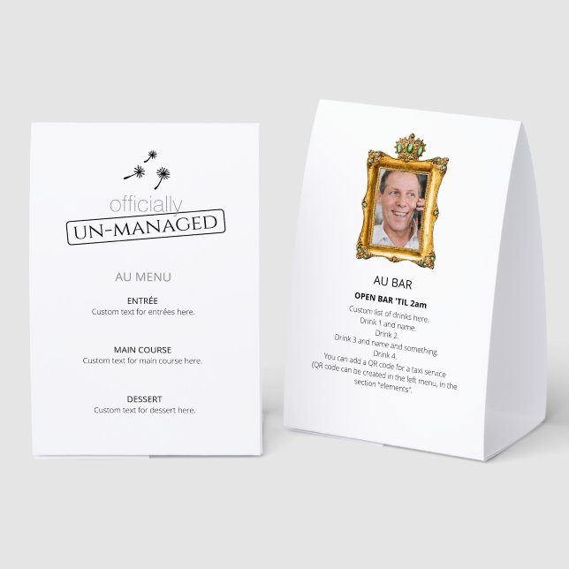 officially un-managed paper table tent  (Front/Back)