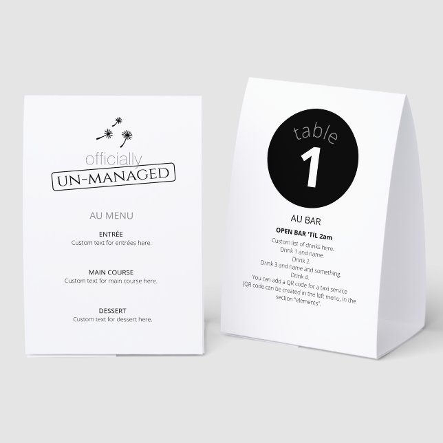 officially un-managed paper table tent  (Front/Back)