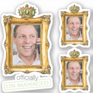 officially un-managed retirement party sticker