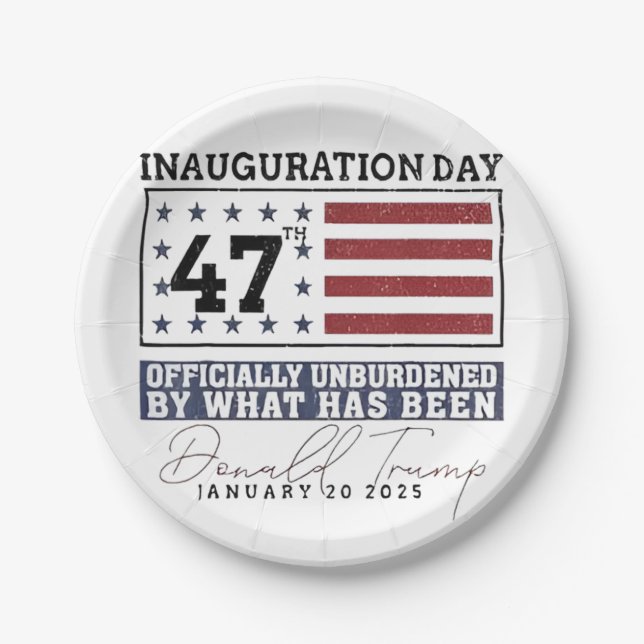 Officially Unburdened By What Has Been Trump 47  Paper Plates (Front)