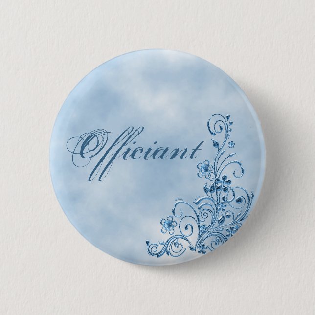Officiant Round Button: Sky Blue Elegance Button (Front)