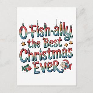 Offishally Best Christmas Ever Fishing Christmas Invitation Postcard