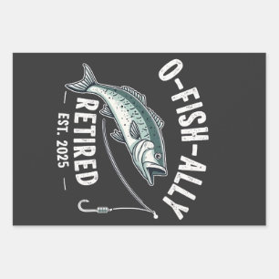 Offishally Retired est 2025 Fisher Dad Retirement Wrapping Paper Sheets