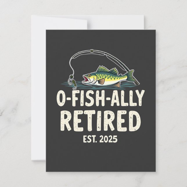 Offishally Retired Est. 2025 Retirement Fisher Dad Note Card (Front)