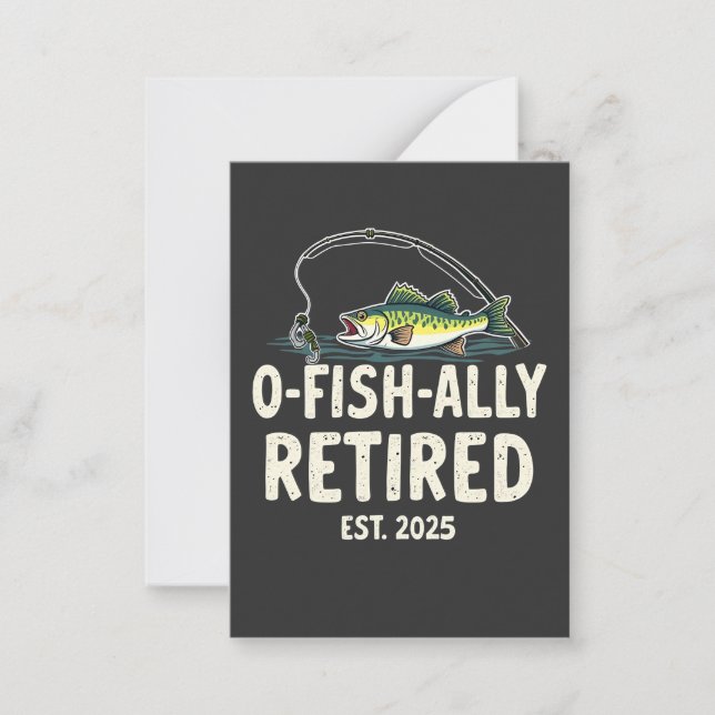 Offishally Retired Est. 2025 Retirement Fisher Dad Note Card (Front)