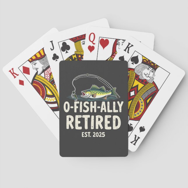 Offishally Retired Est. 2025 Retirement Fisher Dad Poker Cards (Back)
