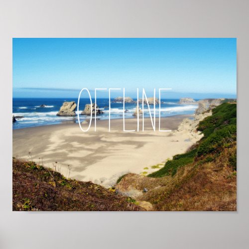 Offline funny quote wanderlust beach ocean travel poster