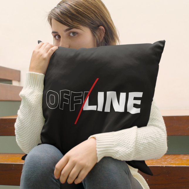 Offline | Geek Humor | Games Room Decor Throw Pillow (Creator Uploaded)