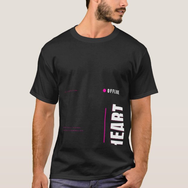 Offline Heart Tech Typography Design T-Shirt (Front)