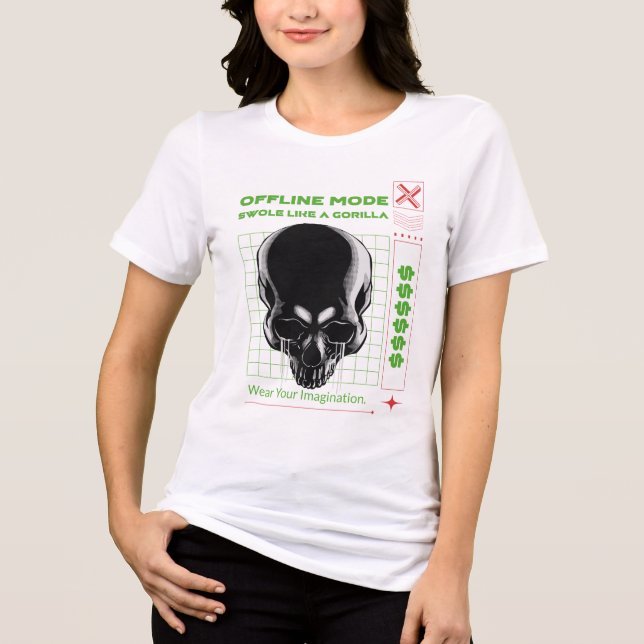Offline Mode Barcode T-Shirt – Minimal & Aesthetic Tri-Blend Shirt (Front)