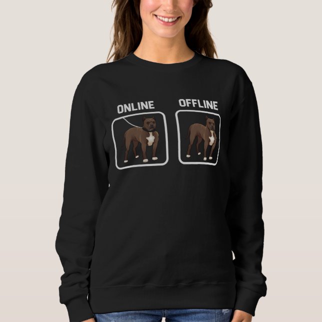 Offline Pitbull Dog Breed Dog Owner Internet Compu Sweatshirt (Front)