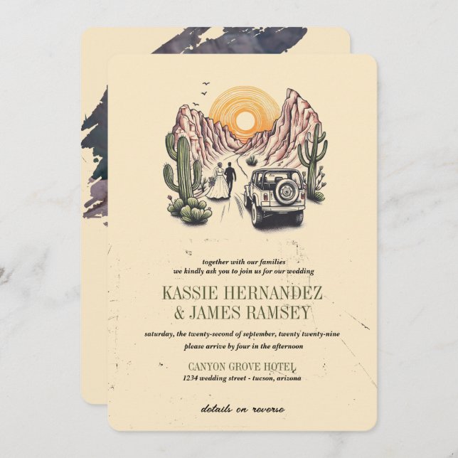 Offroad Canyon Couple Wedding Invitation (Front/Back)
