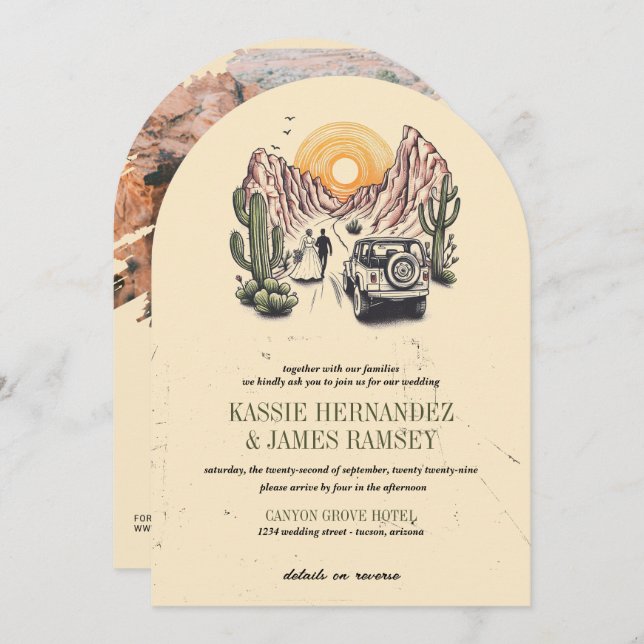 Offroad Canyon Couple Wedding Invitation (Front/Back)