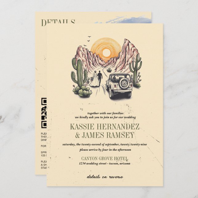 Offroad Canyon Couple Wedding Invitation (Front/Back)