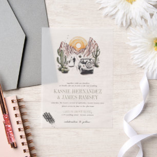 Offroad Canyon Couple Wedding Vellum Invitations