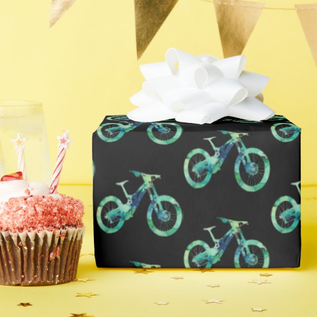  Offroad Downhill  Sport Xtreme Watercolor Art  Wrapping Paper (Birthday Party)