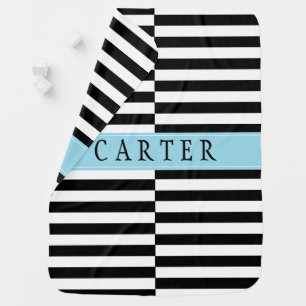 Offset Black and White Striped Baby Blanket