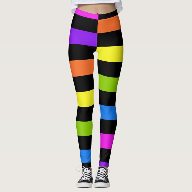 Offset Blocks of Bright Colors with Black Leggings (Front)