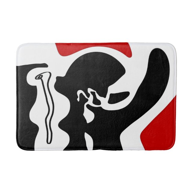 Offset Chamber: Abstract Black, White & Red Bath Mat (Front)