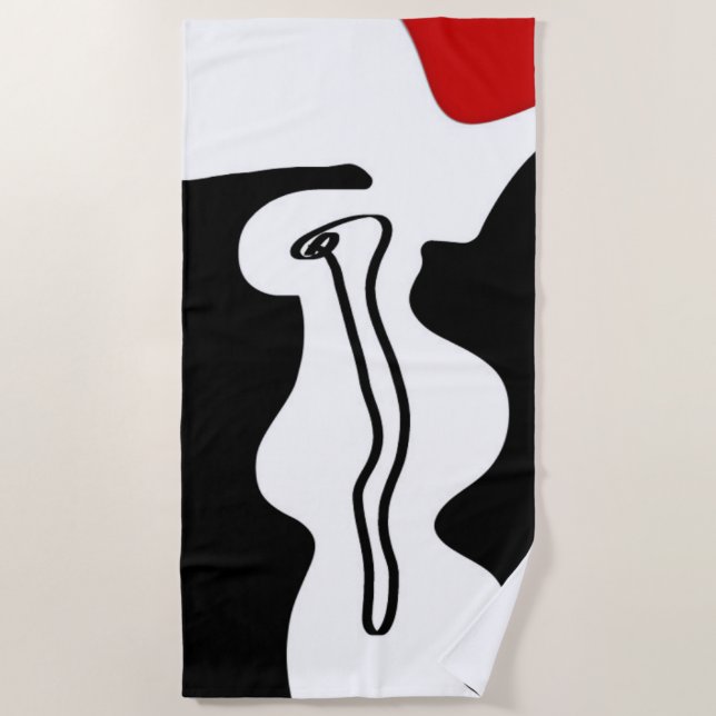 Offset Chamber: Abstract Black, White & Red Beach Towel (Front)