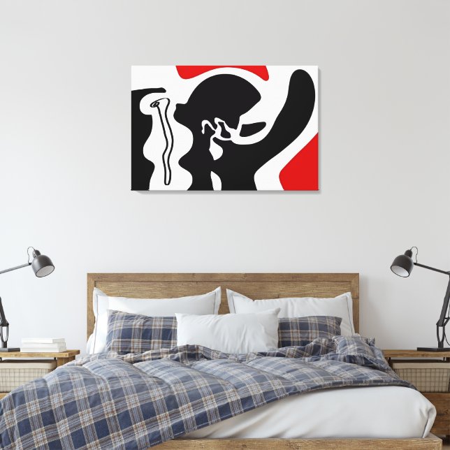Offset Chamber: Abstract Black, White & Red Canvas Print (Insitu(Bedroom))