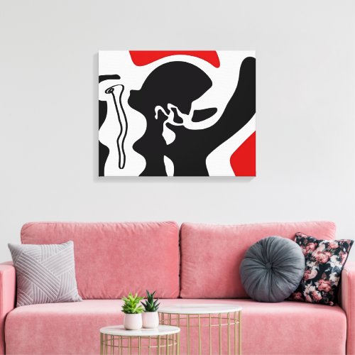 Offset Chamber Abstract Black White  Red Canvas Print